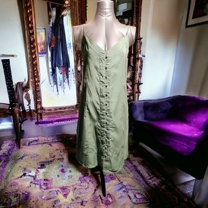 VINCE CAMUTO | Olive Green Spaghetti Strap Button Down Mini Dress |  size S
